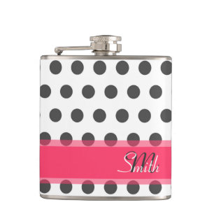 Polka-Punktmuster des coolen Monogramms graues Flachmann