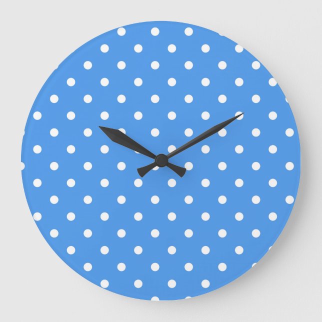 Polka-Punktmuster Große Wanduhr (Vorderseite)