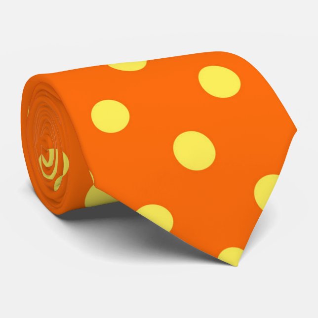 Polka-Punktmuster-Krawatte des orange Gelbs Krawatte (Gerollt)