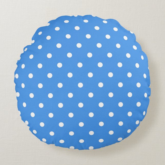 Polka-Punktmuster Rundes Kissen (Vorderseite)