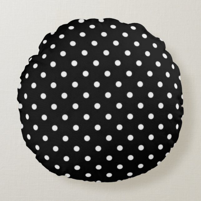 Polka-Punktmuster Rundes Kissen (Vorderseite)
