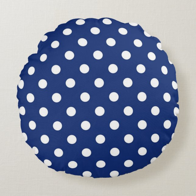 Polka-Punktmuster Rundes Kissen (Vorderseite)