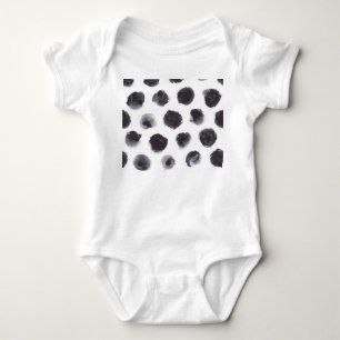 Polka Punktmuster: schwarz, grau. Baby Strampler