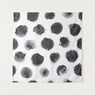 Polka Punktmuster: schwarz, grau. Wandteppich