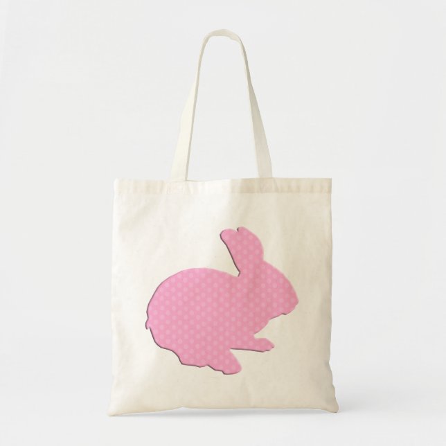 Polka rose point Silhouette Sac fourre-tout lapin  (Devant)
