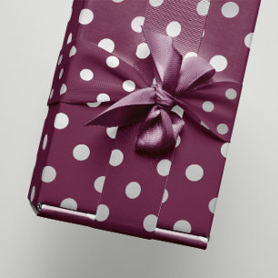 Polka Small Dots Maroon Plum Burgund Silber Grau Geschenkpapier
