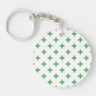Polka verte croise sur blanc