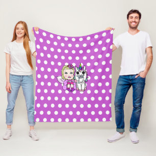 Polka violette Dot Unicorne et couverture de fée