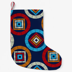 Polka weist ein nahtloses Muster auf. Mosaik ethni Kleiner Weihnachtsstrumpf