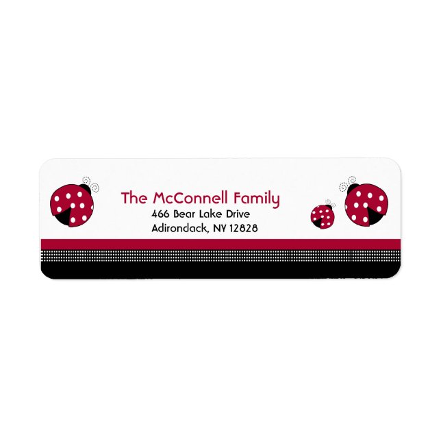 Polkadot Ladybug ÉTIQUETTES DE ADRESSE IMPRIMANTES (Devant)