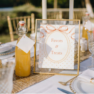 Polkadot Pfirsich Geschenke & Behandlungen Schild