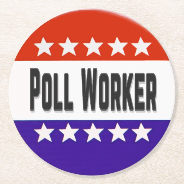 Poll Worker Runder Pappuntersetzer (Vorderseite)