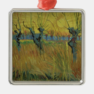 Pollarded Weiden Vincent van Goghs  , untergehende Ornament Aus Metall