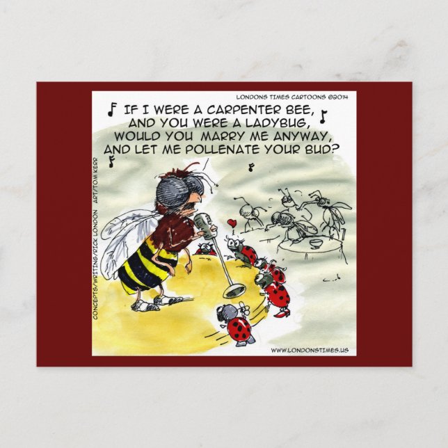 "Pollenation" Insect Nightclub Singer Funny Postkarte (Vorderseite)