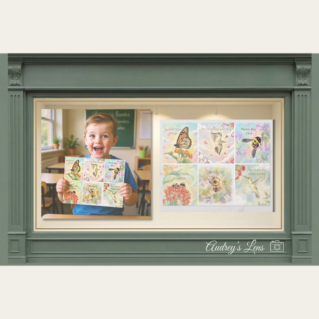 Pollinator Classroom Valentines - 6 per Sheet  Briefbogen (Von Creator hochgeladen)