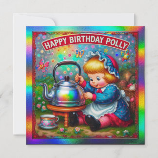 POLLY ~ Carte d'anniversaire ~ Crème de pépinière 