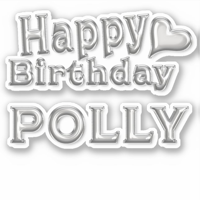 Polly Happy Birthday silver Aufkleber Sticker (Vorderseite)
