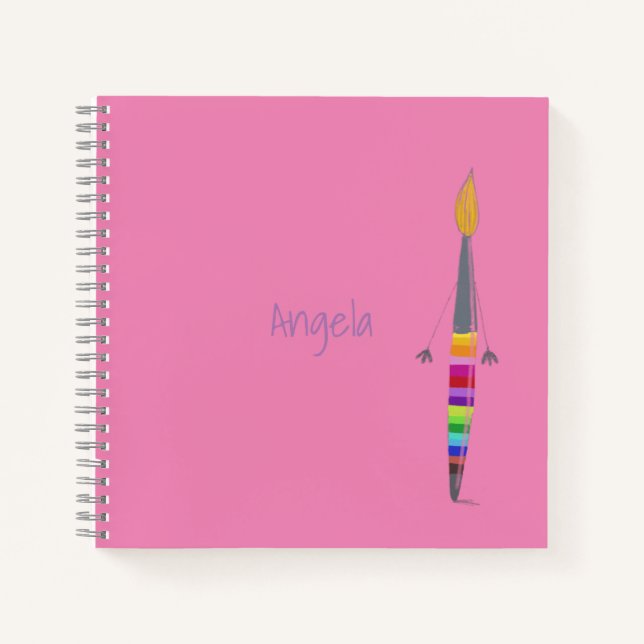 Polly Paintbrush Square Notebook anpassbar. Notizbuch (Vorderseite)