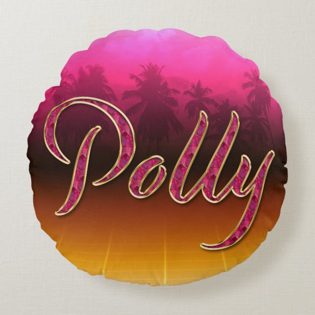 Polly Vorname Name golden pink Kissen (Vorderseite)