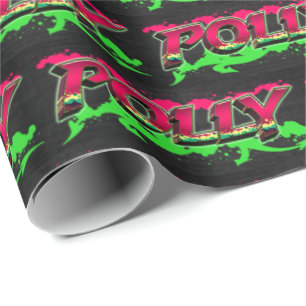 Polly Vorname Name Graffiti red green Geschenkpapier