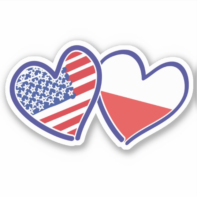 Polnisch-amerikanische Herzflags Aufkleber (Vorderseite)