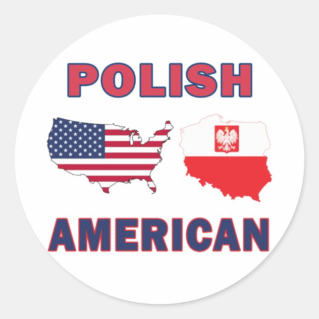 Polnisch-Amerikanische Karte Runder Aufkleber (Vorderseite)