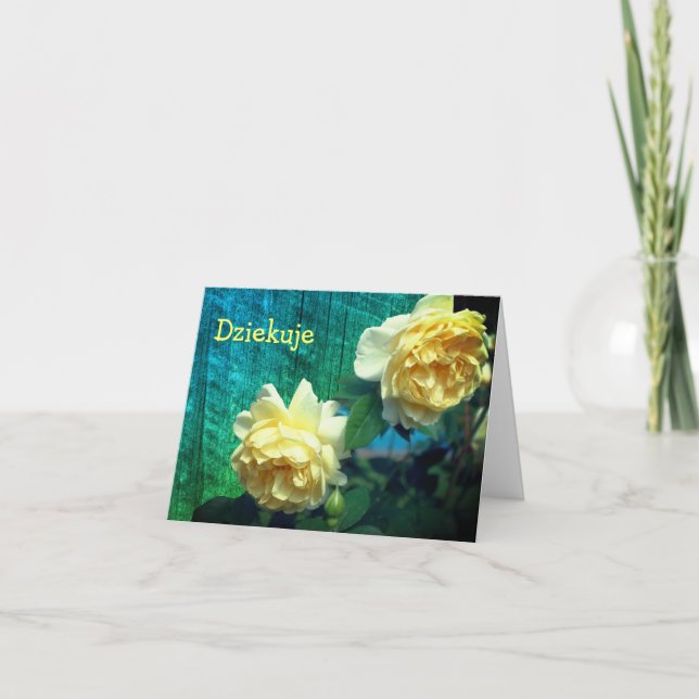 Polnisch Dziekuje Vielen Dank Karte Gelbe Rosen (Vorderseite)