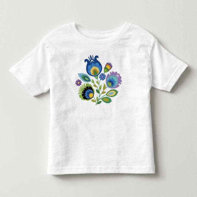 Polnisch floral Dark Blue Papercut Design Kleinkind T-shirt (Vorderseite)