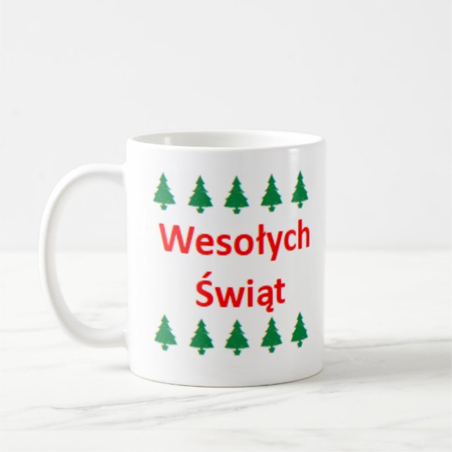 Polnisch Frohe Weihnachten Kaffeetasse (Links)