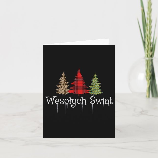 Polnisch frohe Weihnachten Wesolych Swiat Karierte Karte (Vorderseite)