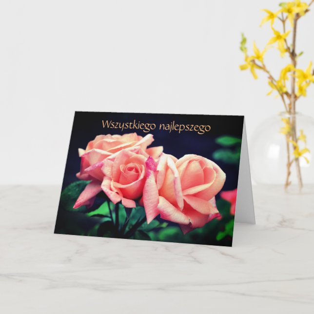 Polnisch Geburtstag Sto Lat Rosenknospe Floral Karte (Gelbe Blume)