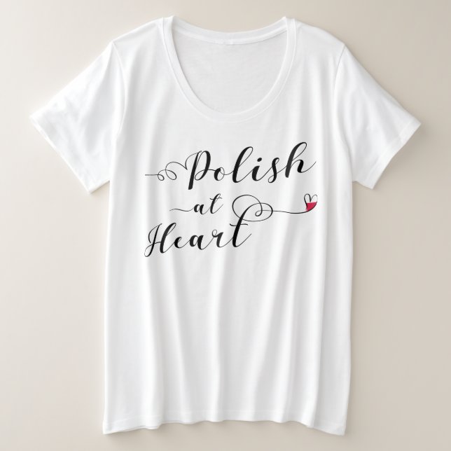 Polnisch im Herzen, polnische Flagge, Polen Große Größe T-Shirt (Design vorne)