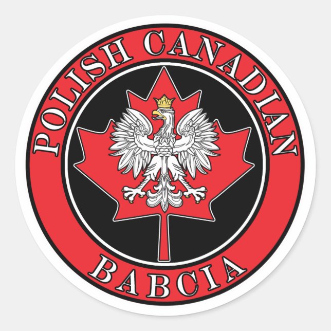 Polnisch-Kanadier Maple Leaf Babcia Runder Aufkleber (Vorderseite)
