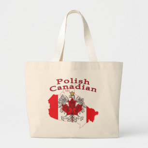 Polnisch-Kanadische Flaggenkarte Jumbo Stoffbeutel