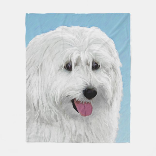 Polnisch Lowland Sheepdog Malerei - Original Hund  Fleecedecke (Vorderseite)