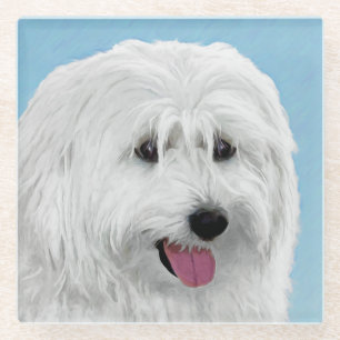 Polnisch Lowland Sheepdog Malerei - Original Hund  Glasuntersetzer