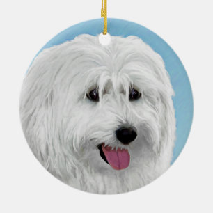 Polnisch Lowland Sheepdog Malerei - Original Hund  Keramik Ornament
