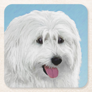 Polnisch Lowland Sheepdog Malerei - Original Hund  Rechteckiger Pappuntersetzer
