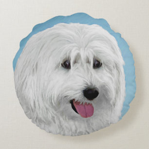 Polnisch Lowland Sheepdog Malerei - Original Hund Rundes Kissen