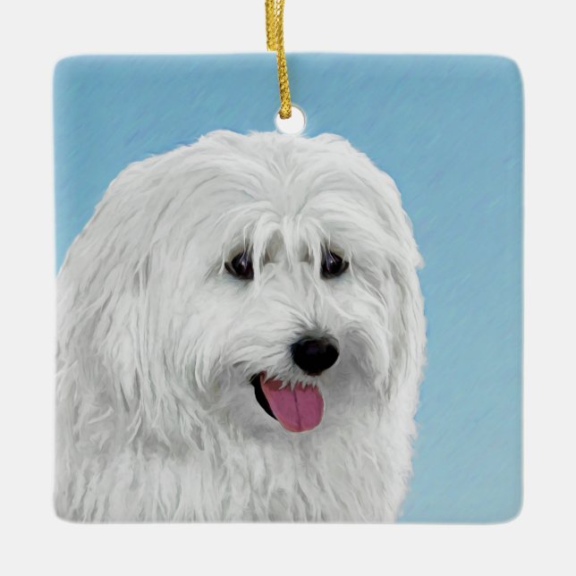 Polnisch Lowland Sheepdog Painting - Hundekunst Keramikornament (Vorderseite)