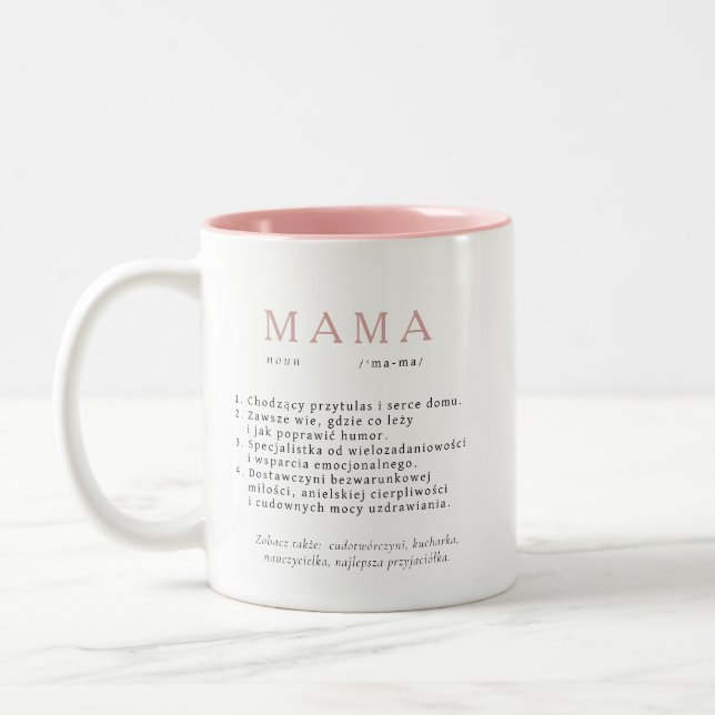 Polnisch Mum Gift - MAMA Definition Rosa Zweifarbige Tasse (Links)