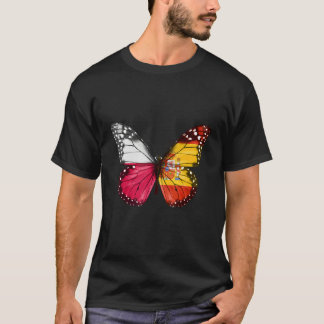 Polnisch Spanische Flagge Schmetterling T-Shirt