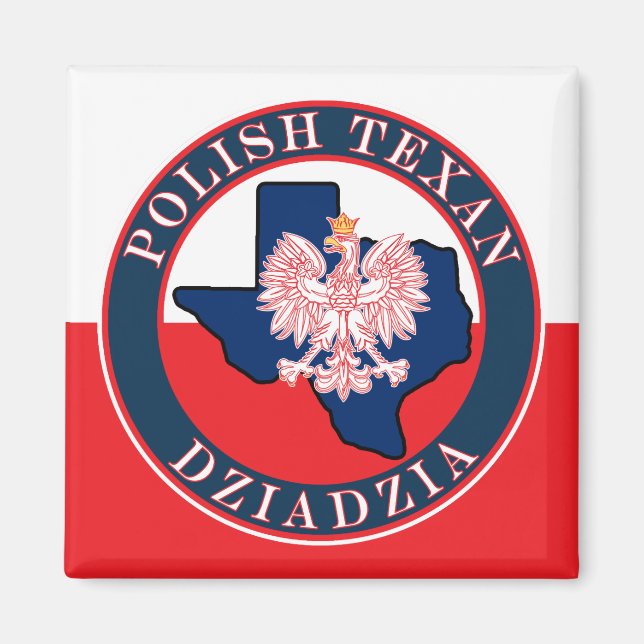 Polnisch Texan Dziadzia Round Magnet (Vorne)