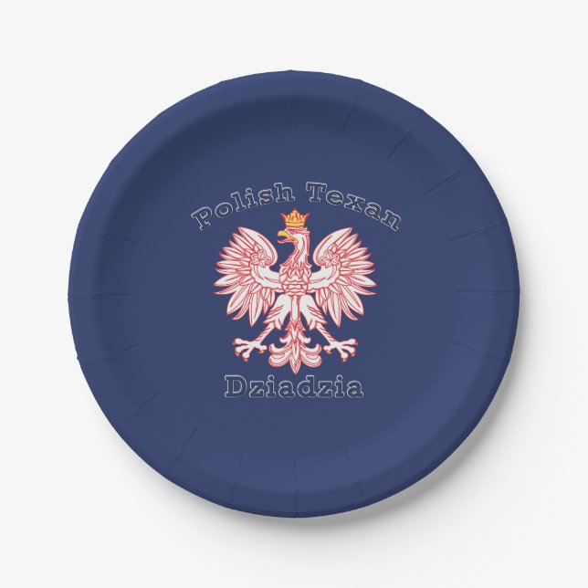Polnisch Texan Eagle Dziadzia Pappteller (Vorderseite)