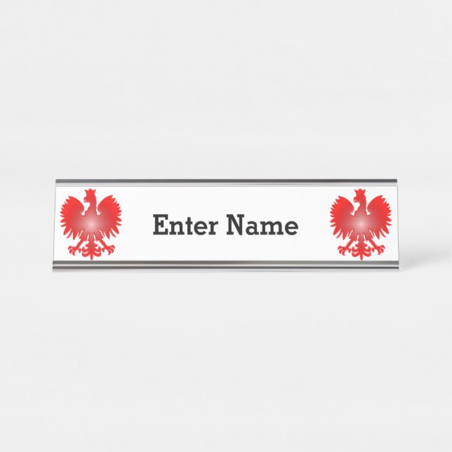 Polnische Adler-Name-Platte Schreibtischnamensplakette (Vorderseite )