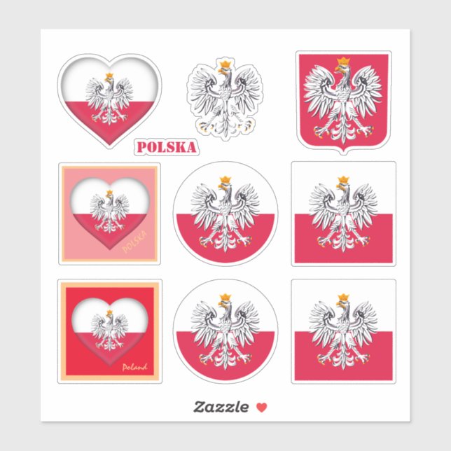 Polnische Aufkleber und polnische Flagge, Herzerre (Blatt)