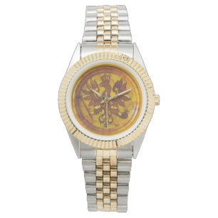 Polnische bernsteinfarbige Eagle-Mandala-Uhr Armbanduhr