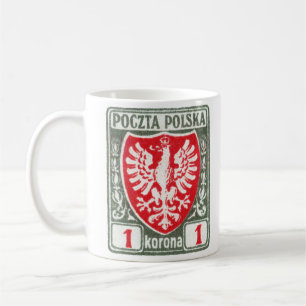 polnische Briefmarke des Adler-1919 1k Kaffeetasse