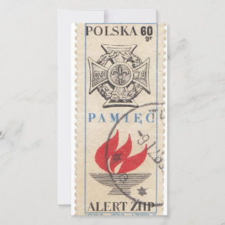 Polnische Briefmarke für Vintages Porto Dankeskarte