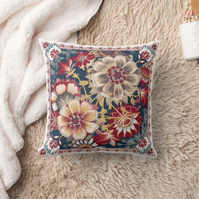 Polnische Briefmarke mit floraler Blume Kissen (Decke)